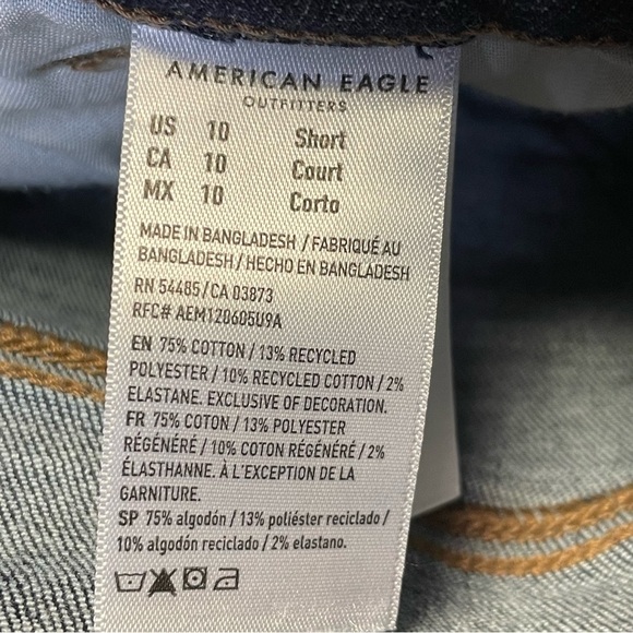 American Eagle Jeans Curvy Kick Boot Dark Wash Womens 10 Short Center Seam Blue - Picture 7 of 10